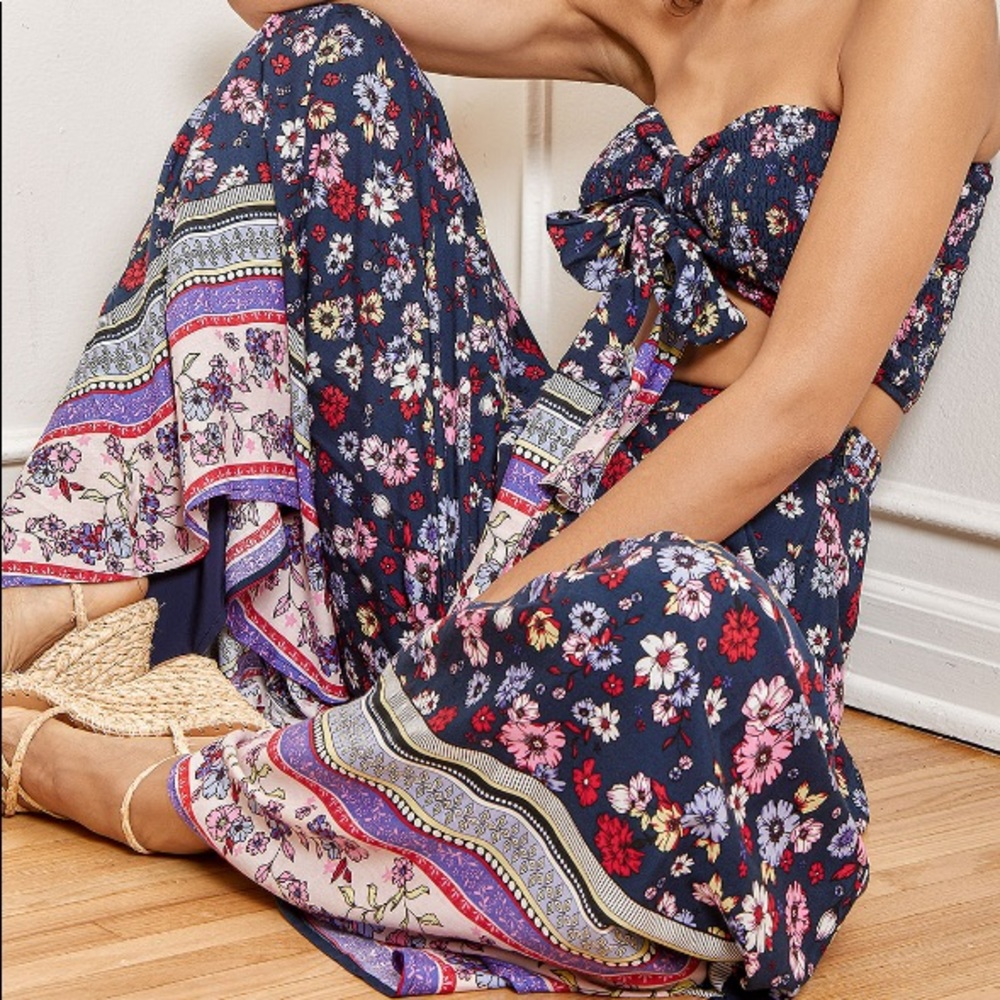 Pants only- Lulu’s Sunset Fiesta Navy Blue Floral Print